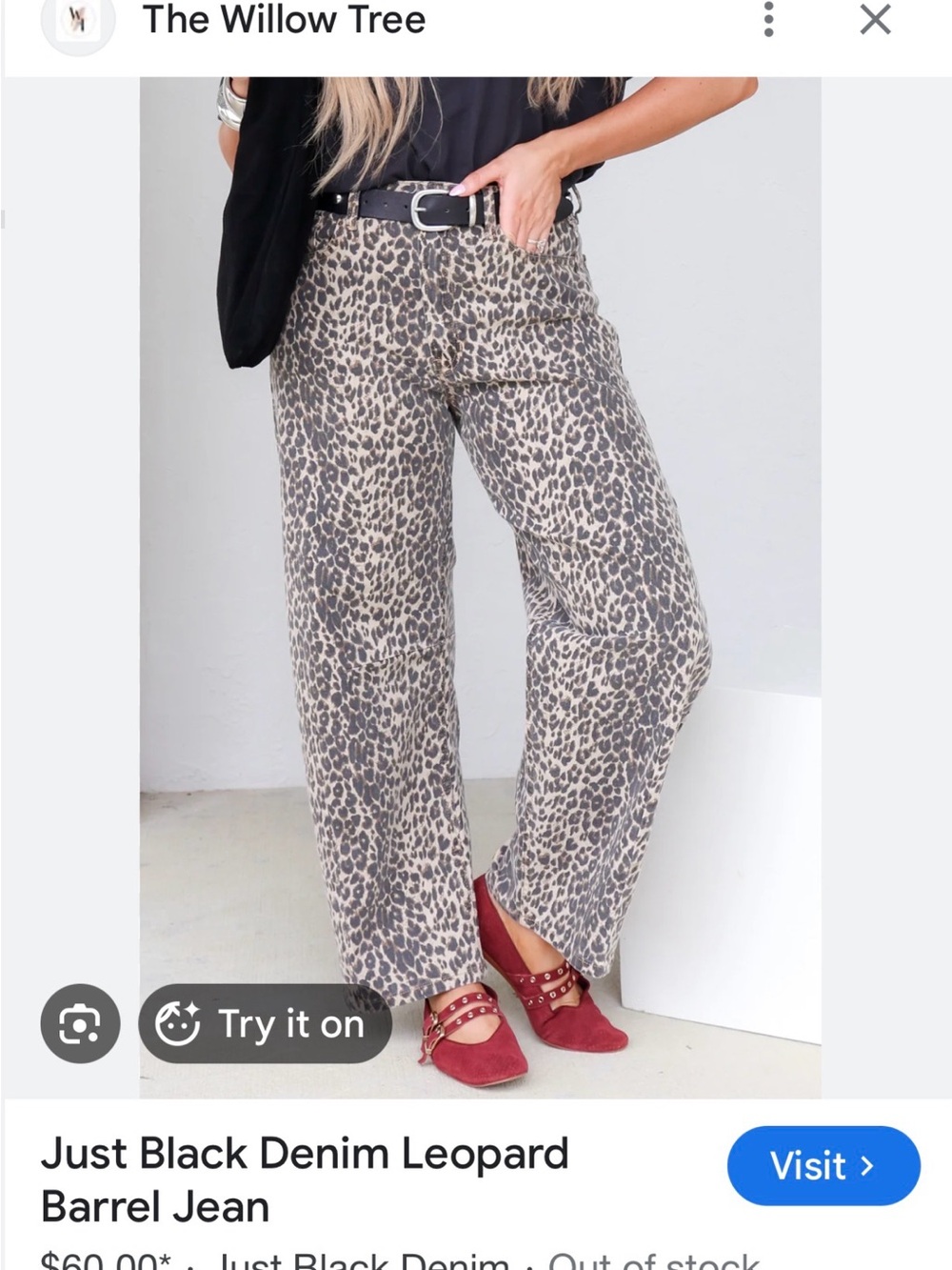 Just Black Leopard Print Jeans in Beige and Black